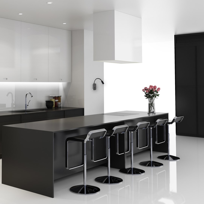 LED Flexibilní nástěnná lampička BASE LED/8W+LED/2W/230V černá/stříbrná