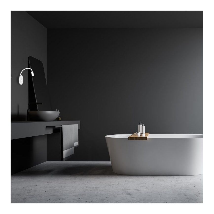 LED Flexibilní nástěnná lampička s USB BASE LED/8W+LED/2W/230V bílá/stříbrná