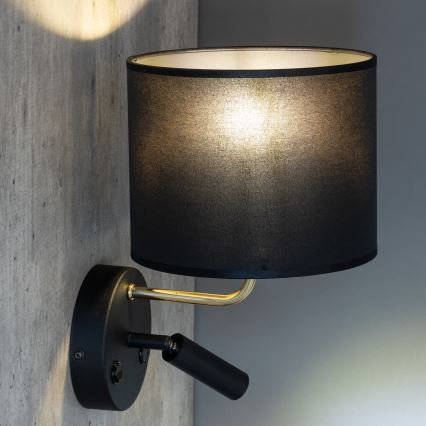 LED Flexibilní svítidlo RICHI 1xE27/15W/230V + LED/3W/230V černá