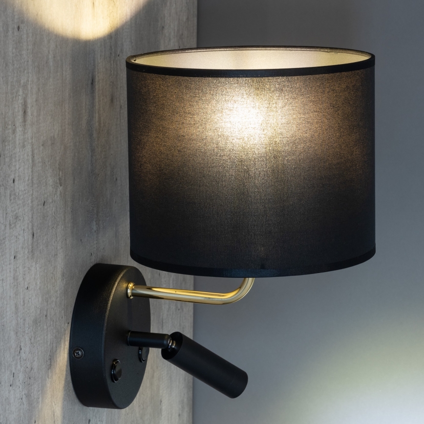 LED Flexibilní svítidlo RICHI 1xE27/15W/230V + LED/3W/230V černá