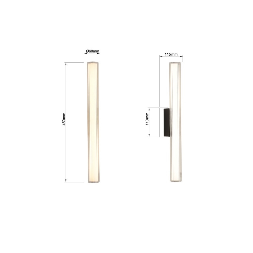 LED Koupelnové osvětlení zrcadla LINEA LED/8W/230V 3000/4000/6000K IP44 45 cm černá