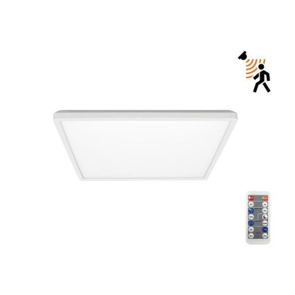 LED Koupelnové svítidlo se senzorem pohybu a soumraku NIVERA LED/12W/230V IP54 3000/4000/6000K 22,5x22,5 cm bílá + dálkové ovládání
