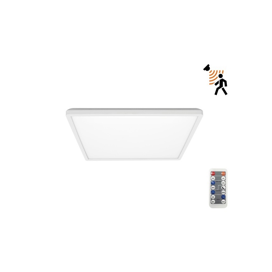 LED Koupelnové svítidlo se senzorem pohybu a soumraku NIVERA LED/12W/230V IP54 3000/4000/6000K 22,5x22,5 cm bílá + dálkové ovládání