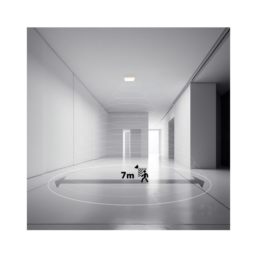 LED Koupelnové svítidlo se senzorem pohybu a soumraku NIVERA LED/12W/230V IP54 3000/4000/6000K 22,5x22,5 cm bílá + dálkové ovládání