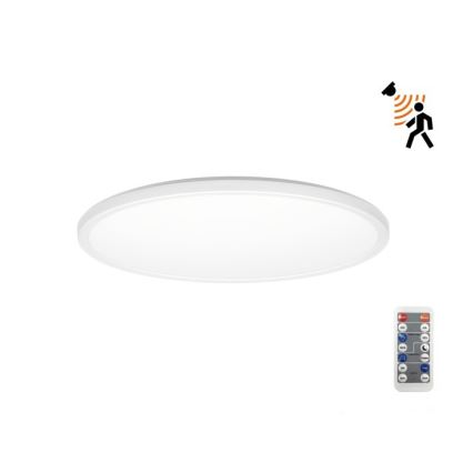 LED Koupelnové svítidlo se senzorem pohybu a soumraku NIVERA LED/12W/230V IP54 3000/4000/6000K pr. 22,5 cm bílá + dálkové ovládání