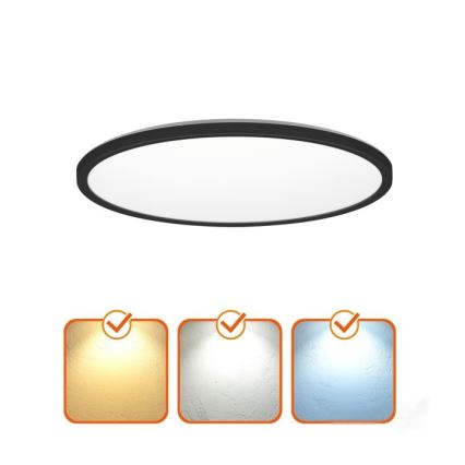 LED Koupelnové svítidlo se senzorem pohybu a soumraku NIVERA LED/12W/230V IP54 3000/4000/6000K pr. 22,5 cm černá + dálkové ovládání