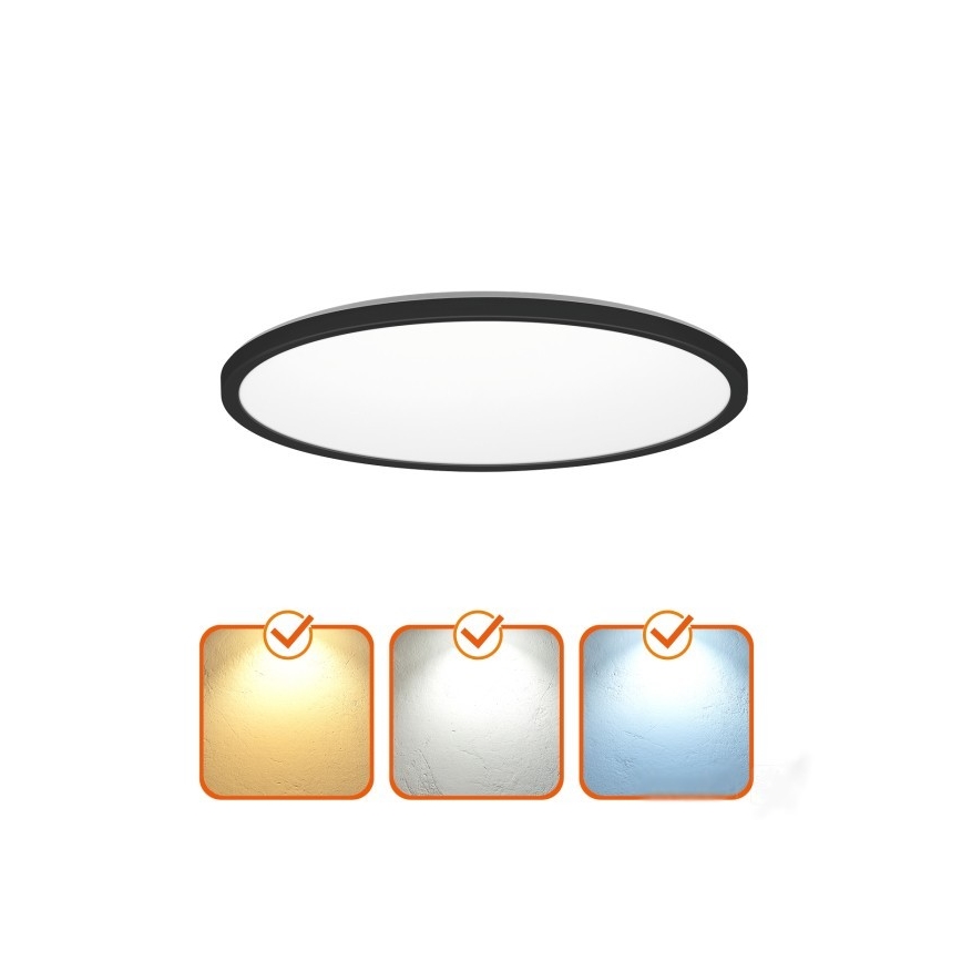 LED Koupelnové svítidlo se senzorem pohybu a soumraku NIVERA LED/12W/230V IP54 3000/4000/6000K pr. 22,5 cm černá + dálkové ovládání