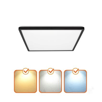 LED Koupelnové svítidlo se senzorem pohybu a soumraku NIVERA LED/18W/230V IP54 3000/4000/6000K 30x30 cm černá + dálkové ovládání