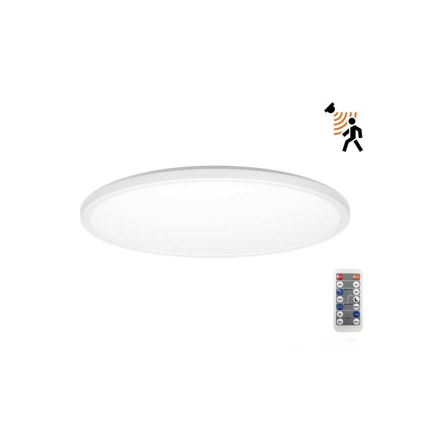 LED Koupelnové svítidlo se senzorem pohybu a soumraku NIVERA LED/18W/230V IP54 3000/4000/6000K pr. 30 cm bílá + dálkové ovládání
