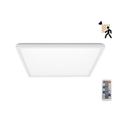 LED Koupelnové svítidlo se senzorem pohybu a soumraku NIVERA LED/24W/230V IP54 3000/4000/6000K 30x30 cm bílá + dálkové ovládání