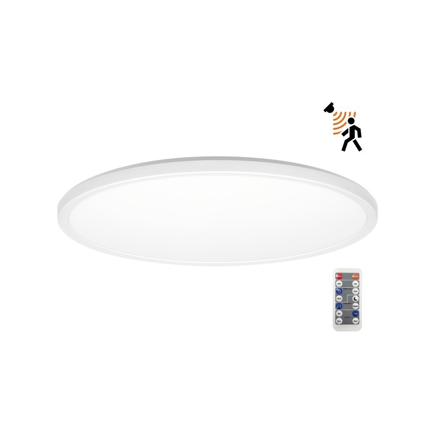 LED Koupelnové svítidlo se senzorem pohybu a soumraku NIVERA LED/32W/230V IP54 3000/4000/6000K pr. 42 cm bílá + dálkové ovládání