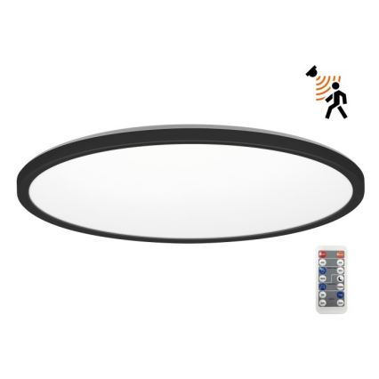 LED Koupelnové svítidlo se senzorem pohybu a soumraku NIVERA LED/32W/230V IP54 3000/4000/6000K pr. 42 cm černá + dálkové ovládání