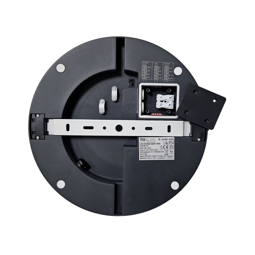 LED Koupelnové stropní svítidlo se senzorem ELLÉ LED/24W/230V 3000/4000/6500K pr. 26 cm IP54 antracit