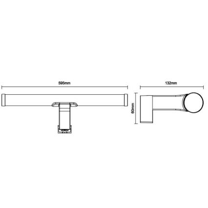 LED Koupelnové osvětlení zrcadla LED/12W/230V 59,5 cm IP44 černá