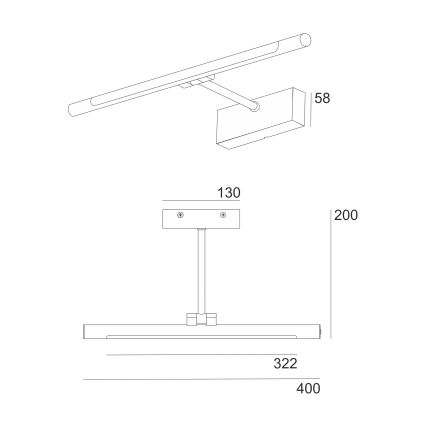 LED Koupelnové osvětlení zrcadla MIRROR LED/6W/230V 4000K IP44 40 cm černá
