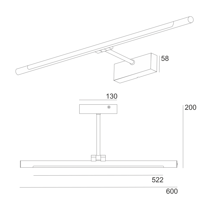 LED Koupelnové osvětlení zrcadla MIRROR LED/8W/230V 4000K IP44 60 cm černá