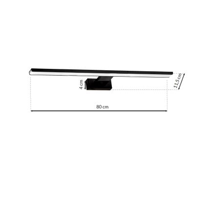 LED Koupelnové osvětlení zrcadla SHINE BLACK LED/15W/230V 80 cm IP44 černá