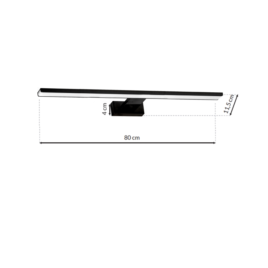 LED Koupelnové osvětlení zrcadla SHINE BLACK LED/15W/230V 80 cm IP44 černá