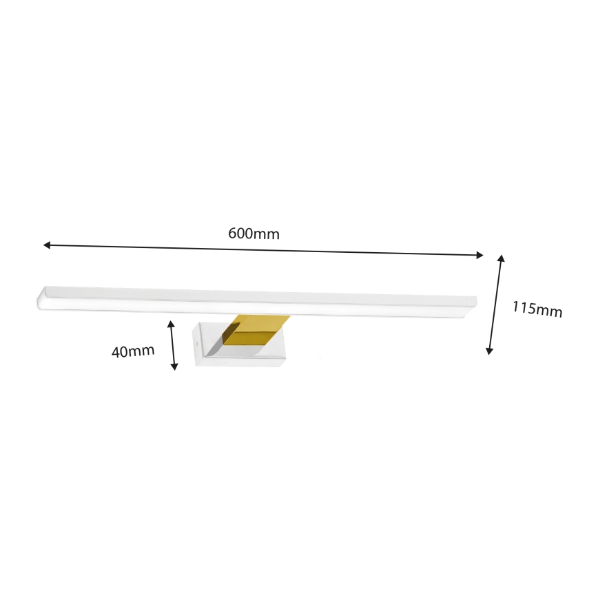 LED Koupelnové osvětlení zrcadla SHINE LED/13,8W/230V 60 cm IP44 bílá/zlatá