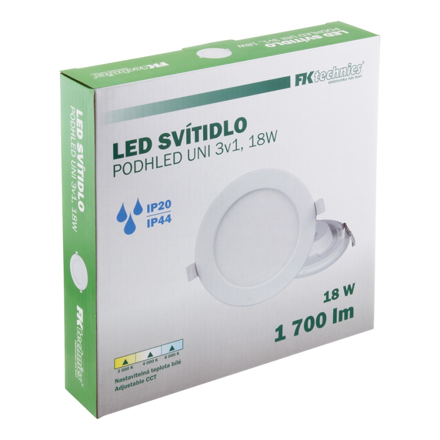 LED Koupelnové podhledové svítidlo LED/18W/230V 3000/4000/6000K IP44