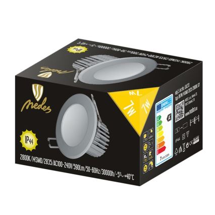 Nedes LDL213 - LED Koupelnové podhledové svítidlo LED/7W/230V 2800K šedá IP44