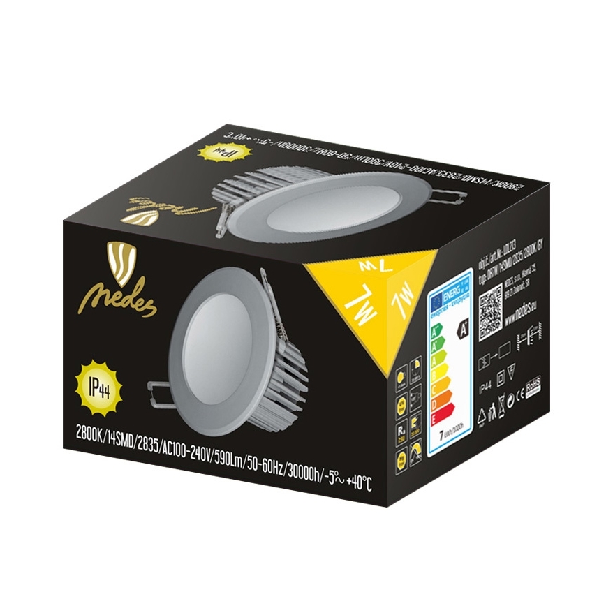 Nedes LDL213 - LED Koupelnové podhledové svítidlo LED/7W/230V 2800K šedá IP44