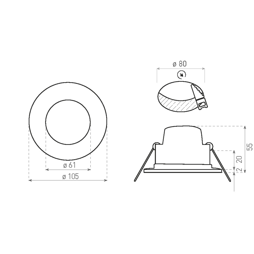 LED Koupelnové podhledové svítidlo BONO LED/8W/230V 3000K IP65 černá