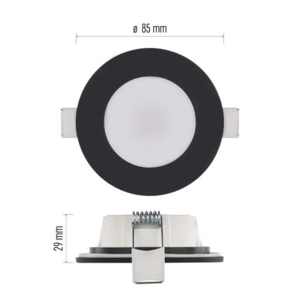 LED Koupelnové podhledové svítidlo LORI LED/4,5W/230V IP65 2700/4000K pr. 8,5 cm černá