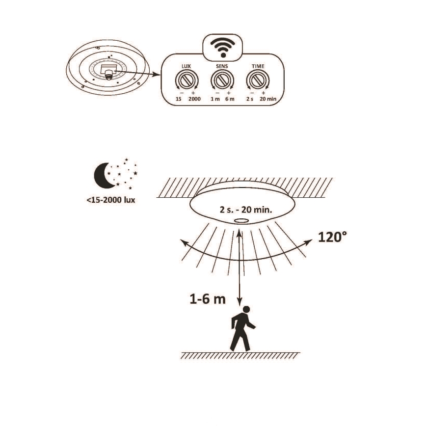 LED Koupelnové stropní svítidlo ADAR LED/17W/230V IP44 4000K senzor