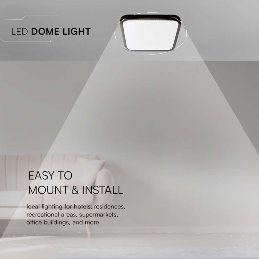 LED Koupelnové stropní svítidlo LED/18W/230V 3000K IP44 25x25 cm černá