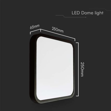 LED Koupelnové stropní svítidlo LED/18W/230V 3000K IP44 25x25 cm černá