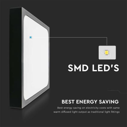 LED Koupelnové stropní svítidlo LED/18W/230V 3000K IP44 22,5x22,5 cm černá