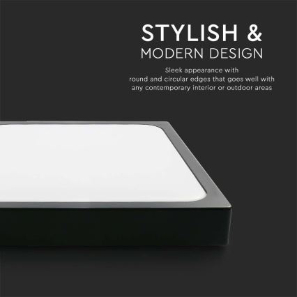 LED Koupelnové stropní svítidlo LED/18W/230V 3000K IP44 22,5x22,5 cm černá