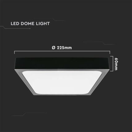 LED Koupelnové stropní svítidlo LED/18W/230V 6500K IP44 22,5x22,5 cm černá