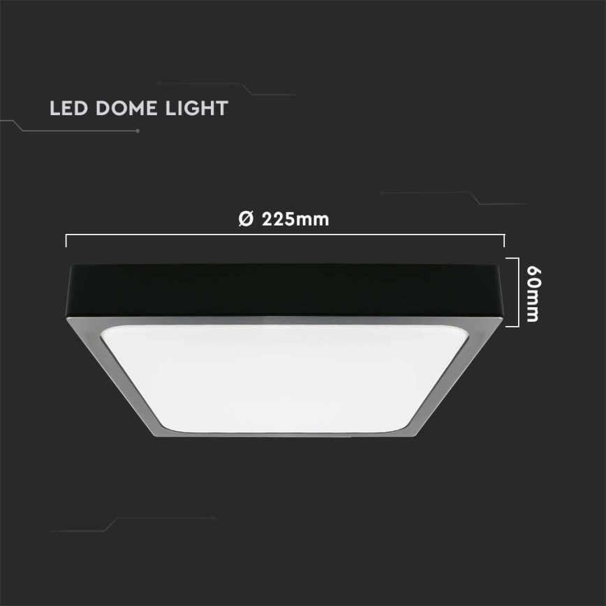 LED Koupelnové stropní svítidlo LED/18W/230V 6500K IP44 22,5x22,5 cm černá