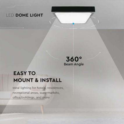 LED Koupelnové stropní svítidlo LED/24W/230V 3000K IP44 29,5x29,5 cm černá