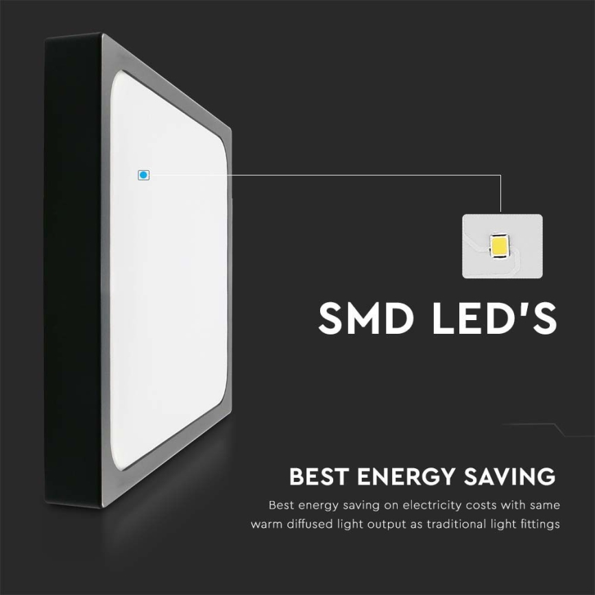 LED Koupelnové stropní svítidlo LED/24W/230V 3000K IP44 29,5x29,5 cm černá