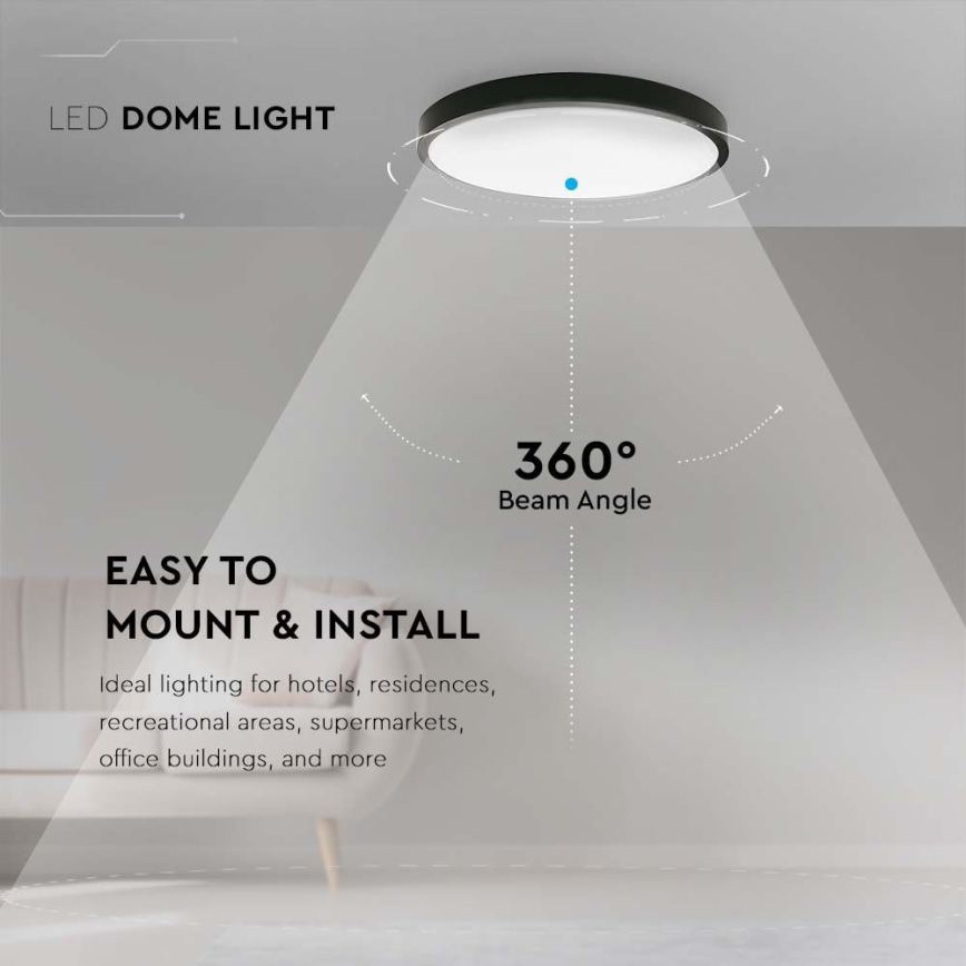 LED Koupelnové stropní svítidlo LED/24W/230V 4000K IP44 pr. 29,5 cm černá