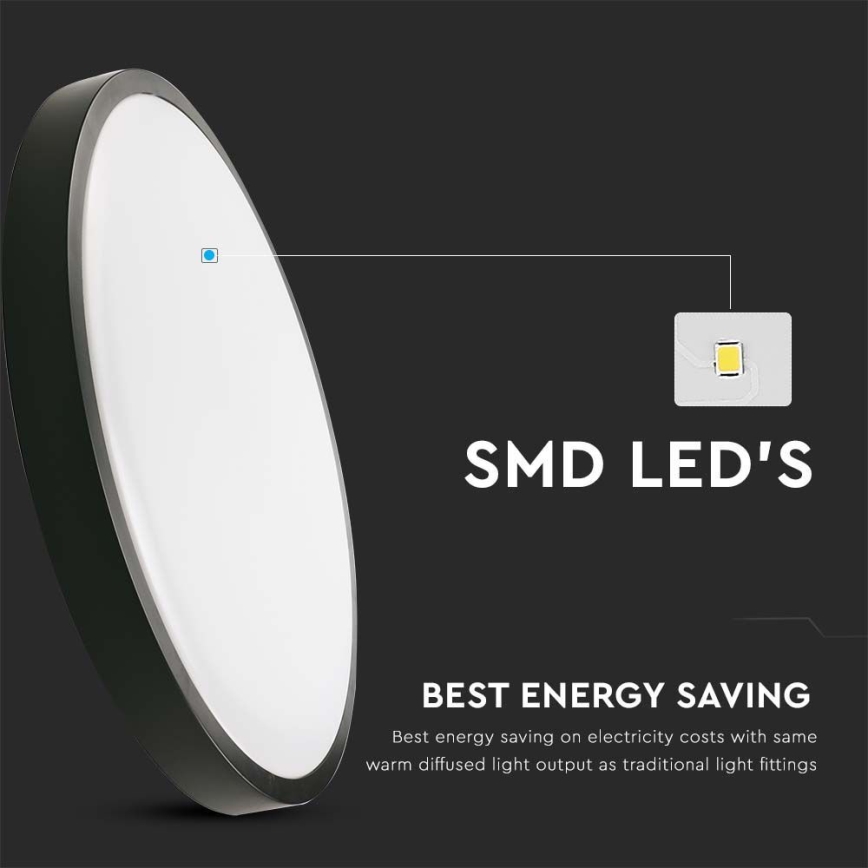 LED Koupelnové stropní svítidlo LED/24W/230V 4000K IP44 pr. 29,5 cm černá