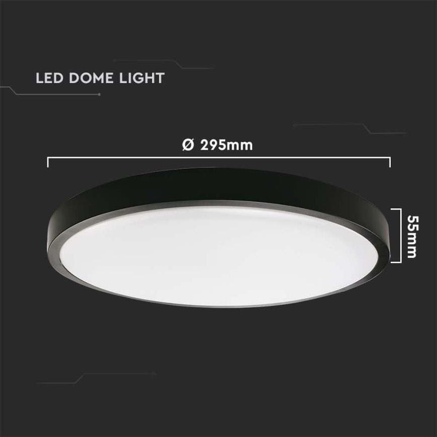 LED Koupelnové stropní svítidlo LED/24W/230V 4000K IP44 pr. 29,5 cm černá