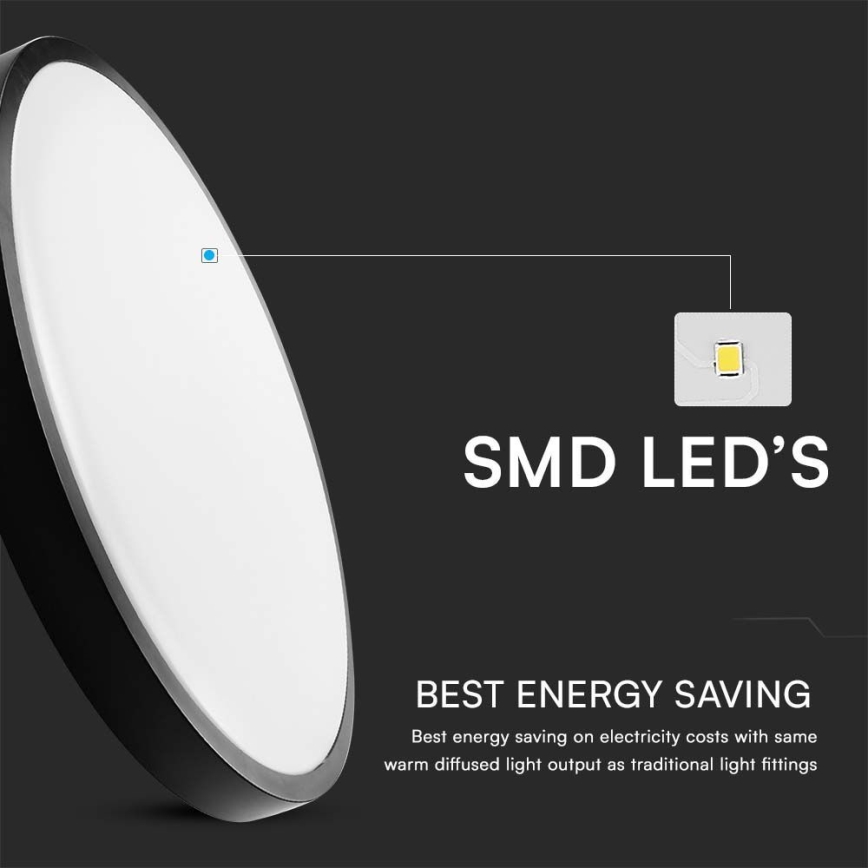 LED Koupelnové stropní svítidlo LED/24W/230V 6500K IP44 pr. 29,5 cm černá