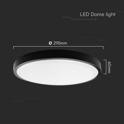 LED Koupelnové stropní svítidlo LED/24W/230V 6500K IP44 pr. 29,5 cm černá