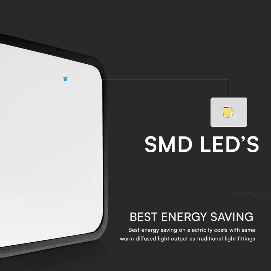 LED Koupelnové stropní svítidlo SAMSUNG CHIP LED/48W/230V IP44 4000K 42x42 cm černá