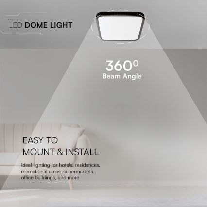 LED Koupelnové stropní svítidlo SAMSUNG CHIP LED/48W/230V IP44 4000K 42x42 cm černá