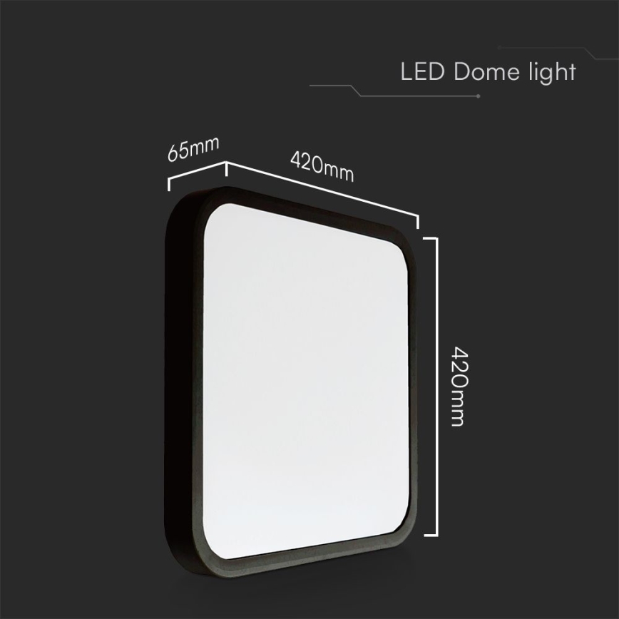 LED Koupelnové stropní svítidlo SAMSUNG CHIP LED/48W/230V IP44 4000K 42x42 cm černá