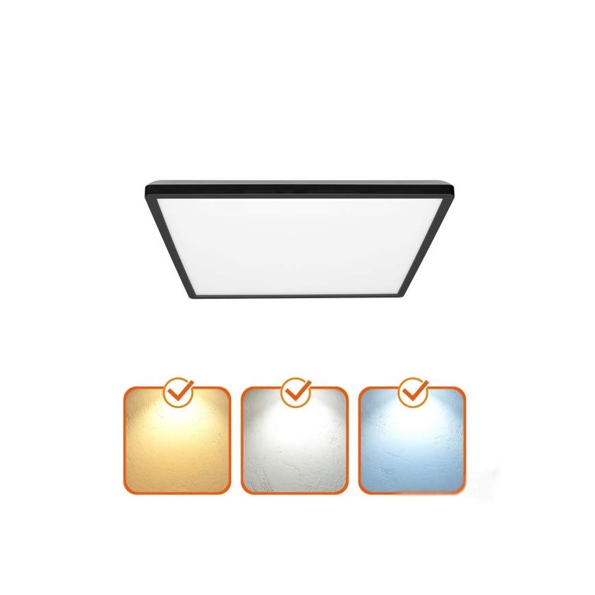 LED Koupelnové stropní svítidlo NIVERA LED/12W/230V IP54 3000/4000/6000K 22,5x22,5 cm černá