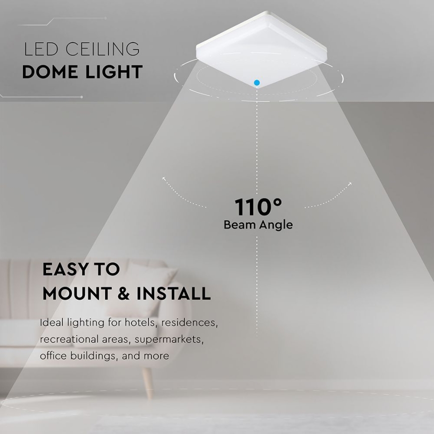 LED Koupelnové stropní svítidlo SAMSUNG CHIP LED/15W/230V 3000K IP44 20x20 cm
