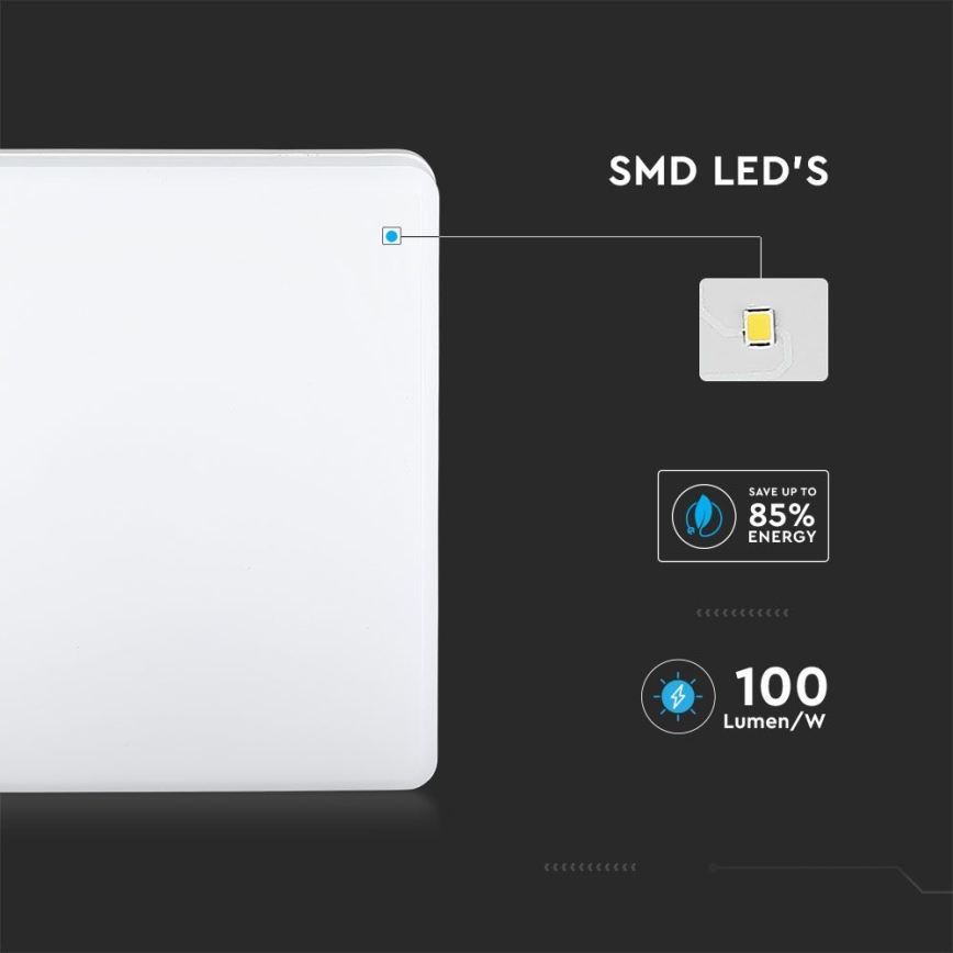 LED Koupelnové stropní svítidlo SAMSUNG CHIP LED/15W/230V 3000K IP44 20x20 cm