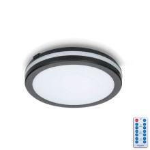 LED Koupelnové stropní svítidlo se senzorem LED/12W/230V 3000/4000/6500K IP65 pr. 20 cm černá + dálkové ovládání