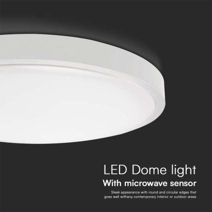 LED Koupelnové stropní svítidlo se senzorem LED/18W/230V 4000K IP44 bílá + dálkové ovládání